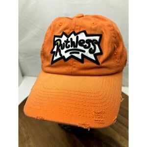 Ruthless Hats Cap‎ Unisex Adjustable Size Orange Distressed Fade